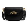 Harley 22 Solid Color Flap Hardware Buckle Leather Saddle Bag Crossbody Shoulder Bag Small Women Bags Black CM705-B4BK
