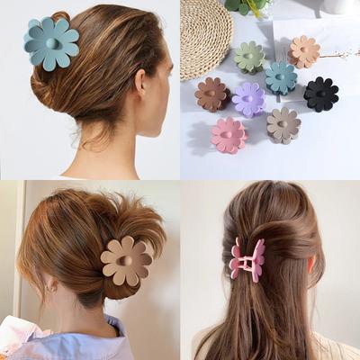 Bloemige Haarclipjes voor Dames, Grote Matte Margriet Haarclips, Antislip Sterke Houding Haarclips Voor Dik Haar, Leuke Haaraccessoires Voor Meisjes