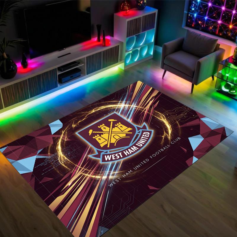 West Ham United Football Design Crystal Velvet Carpet Cozy Non?Slip Printed Rug For Bedroom Living Room Entrance