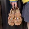 Fashion 2025 Spring and Autumn New Women's Shoes Thin Fashion Beaded Tassel Casual Shoes Soft Bottom Flat Casual Shoes