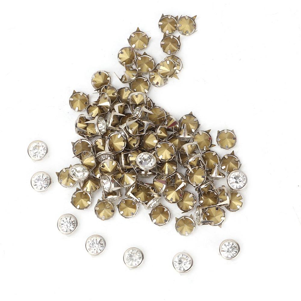 100pcs Crystal Inlay Decorative Metal Studs DIY Leather Craft Studs Leather Craft Decoration