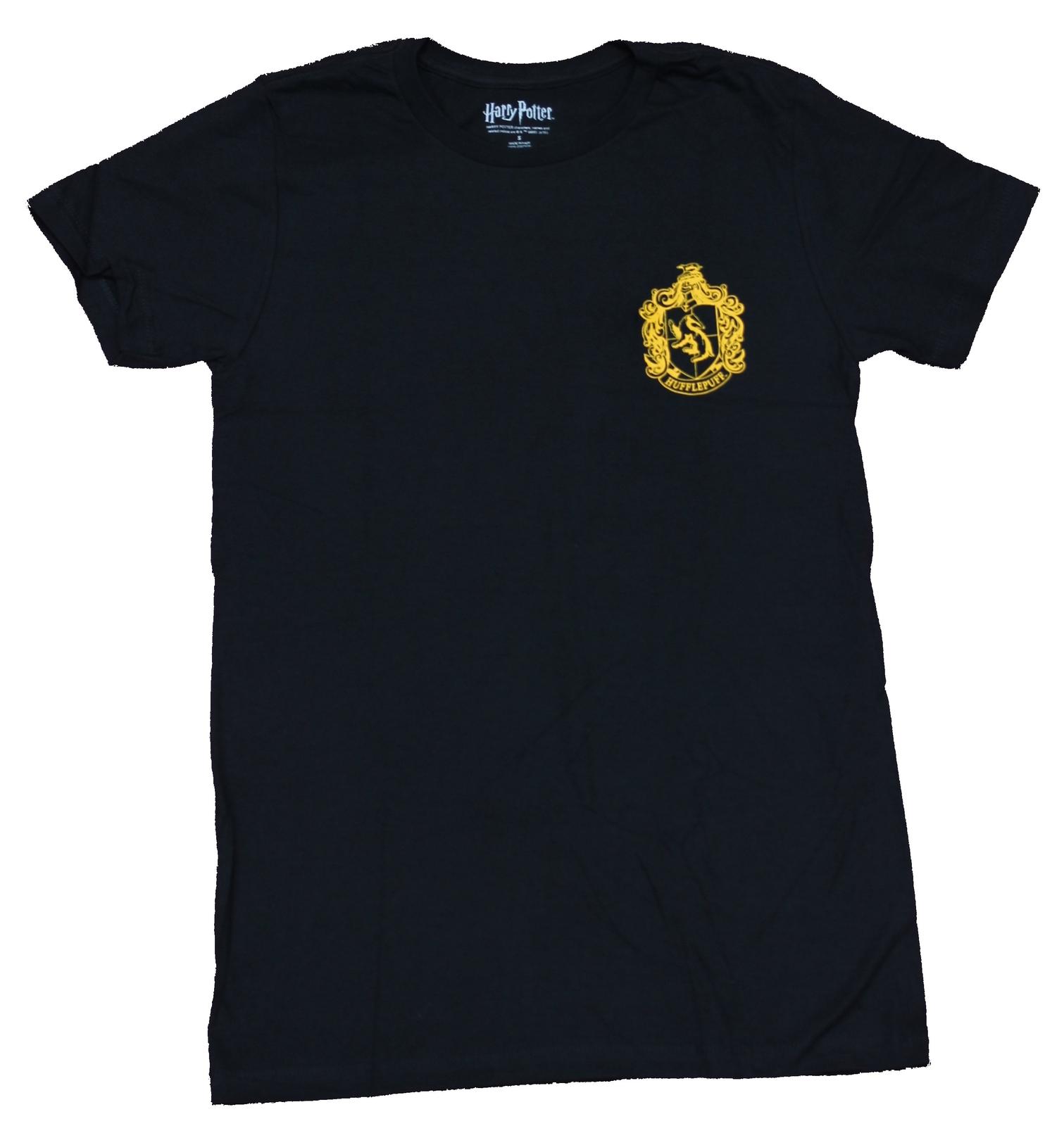 Harry Potter Adult New T-Shirt - Hufflepuff Lapel Quidditch Crest Logo Back M