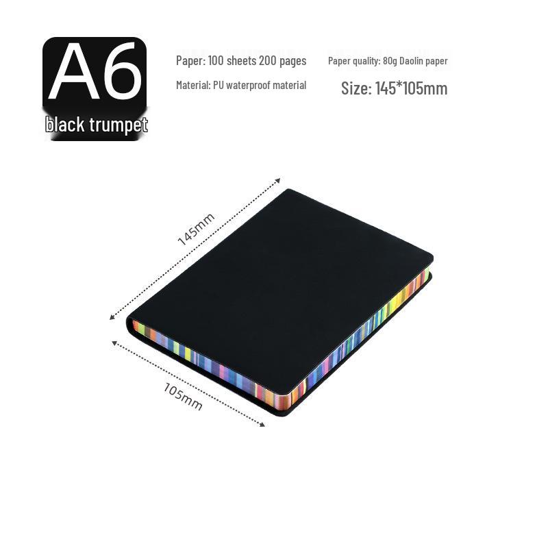 A5 Soft Cover Rainbow Edge Cute Notebook - Custom Color Edge Thick Leather Diary