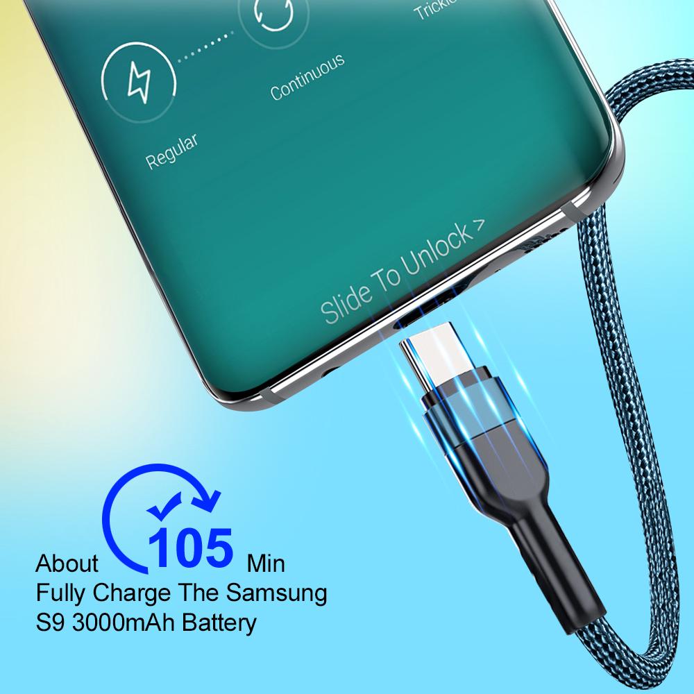 5A USB to Type C Charging Cable Fast Charger Nylon Data Cable For Iphone Xiaomi Huawei Samsung Oppo POCO Type C Charging Cable