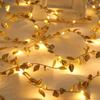 Golden Silver Tiny Leaves 20/50/100LEDs Fairy Light Battery Powerd Artificial Plant Garland Vine Lights For Wedding Home Party