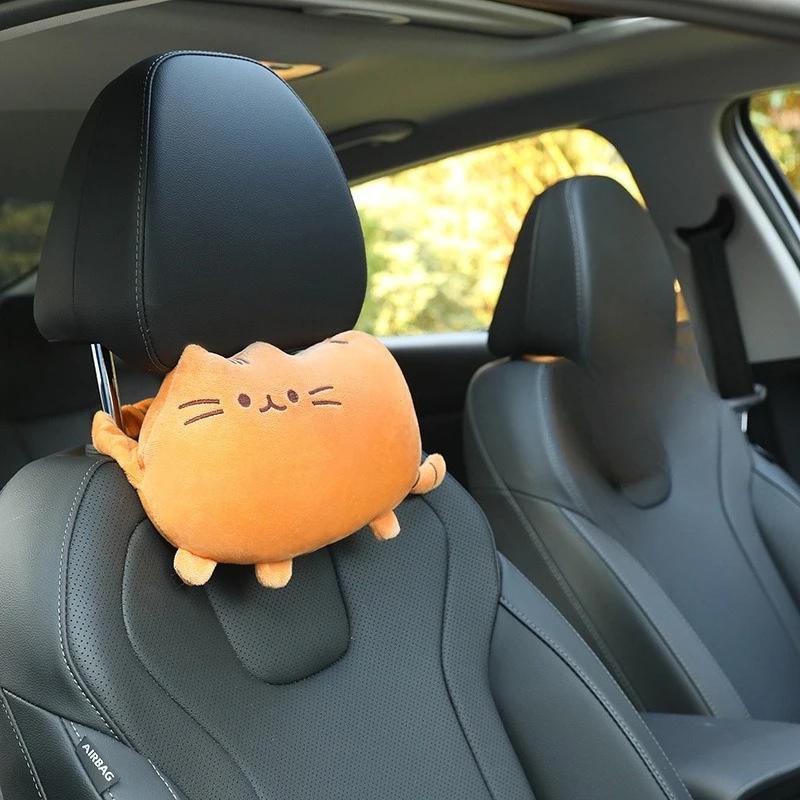 Creative Cartoon Cute Cat Auto Car Seat Head Neck Rest Cushion Headrest Pillow Plush Pad Car Safety Pillow Car Accessories