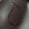 Vintage Leather Brown Stone Pendant Necklace Stacking Choker Temperament Clavicle Chain for Women Girl Autumn Winter Necklace