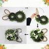 50*25cm Easter Bunny Wreath With Flowers, Bunny Shaped Pendant, Front Door Decoration