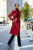 Lambskin Handmade Long Party Stylish Women Red Trench Coat  Leather Genuine