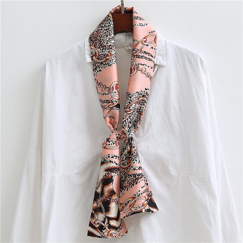 Korean Version of Spring and Summer Long Silk Scarves, Small Scarves, Scarves, Women's Versatile Printing Thin and Narrow Headbands Are Very Good Yao