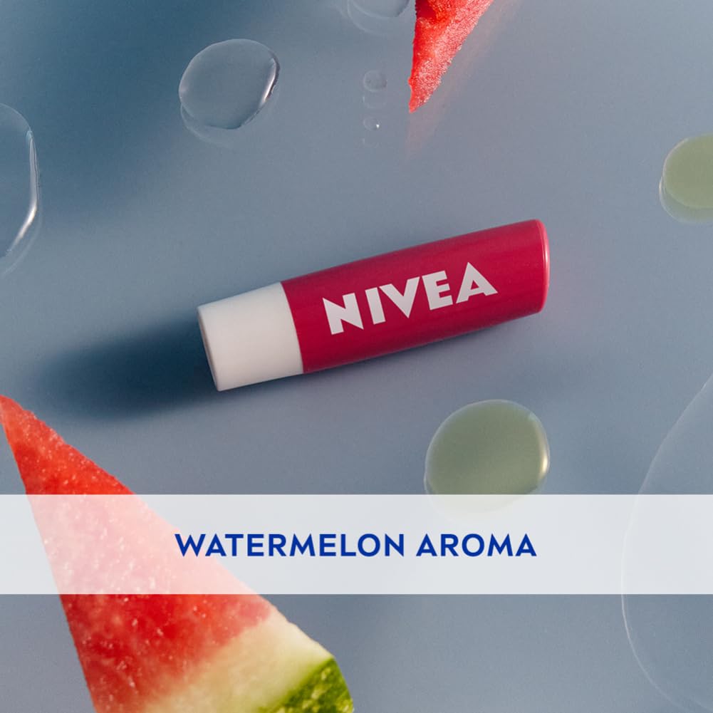 NIVEA Watermelon Shine Lip Balm 4.8g Pack Of 1 For Soft Glossy Lips With Natural Oils Long Lasting Moisture Care