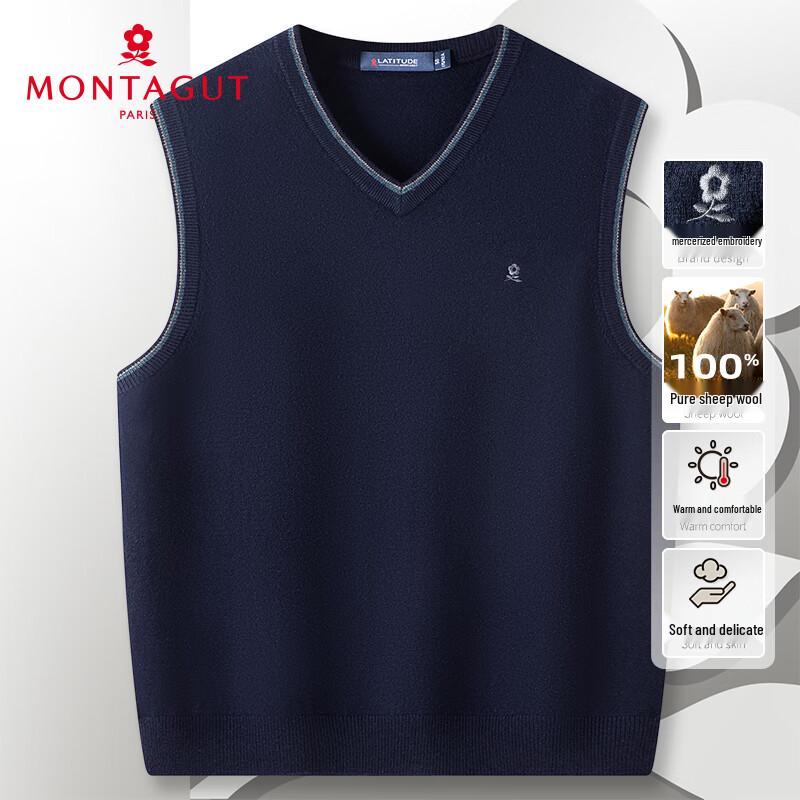 

Montagut Men s 100% Wool V-Neck Knit Vest 52