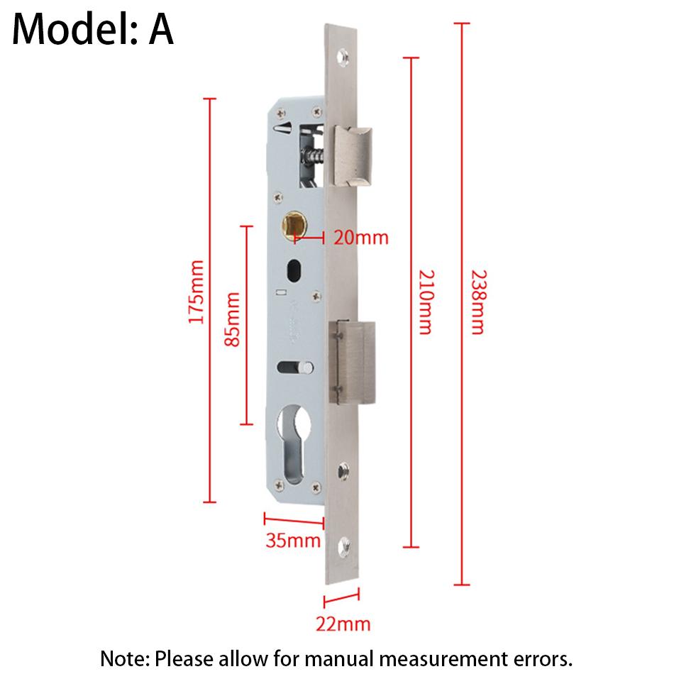 85/92mm 20-40mm Stainless Steel Garden Door Lock Tubular Frame Mortise Lock Mortice Lock Door Lock Insert for Left/Right A 85mm-20mm