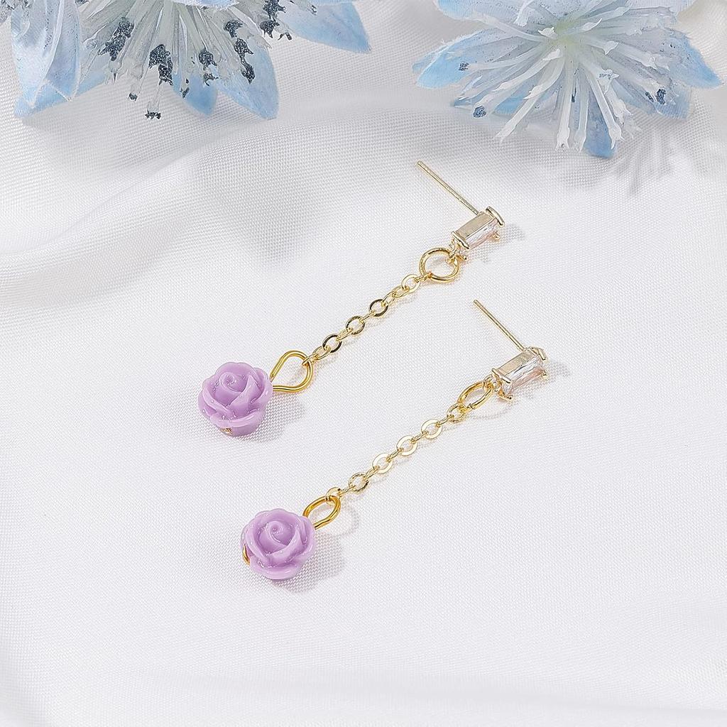 SUNNYCLUE 1 Box 200Pcs 10 Colors Rose Flower Resin Beads Flat Back Cabochons Embellishment Floral Rose Loose Beads for DIY Jewelry Necklace Bracelet