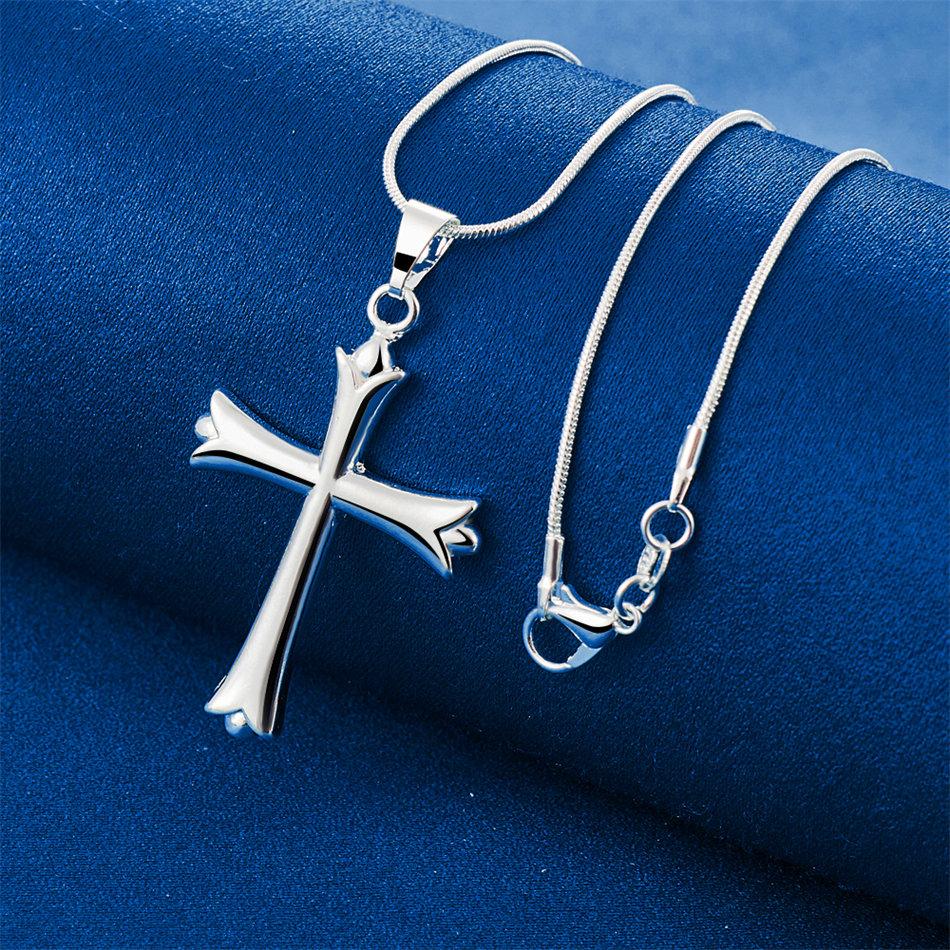 925 sterling silver 16-30 inch exquisite cross pendant necklace for women's fashion wedding accessories jewelry