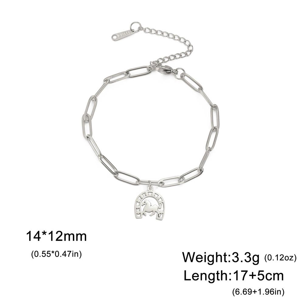 My Shape Horseshoe Pendent Bracelets for Women Stainless Steel U-Shaped Horse Charms Chain Wrist Bangle Jewelry Horse Lovers