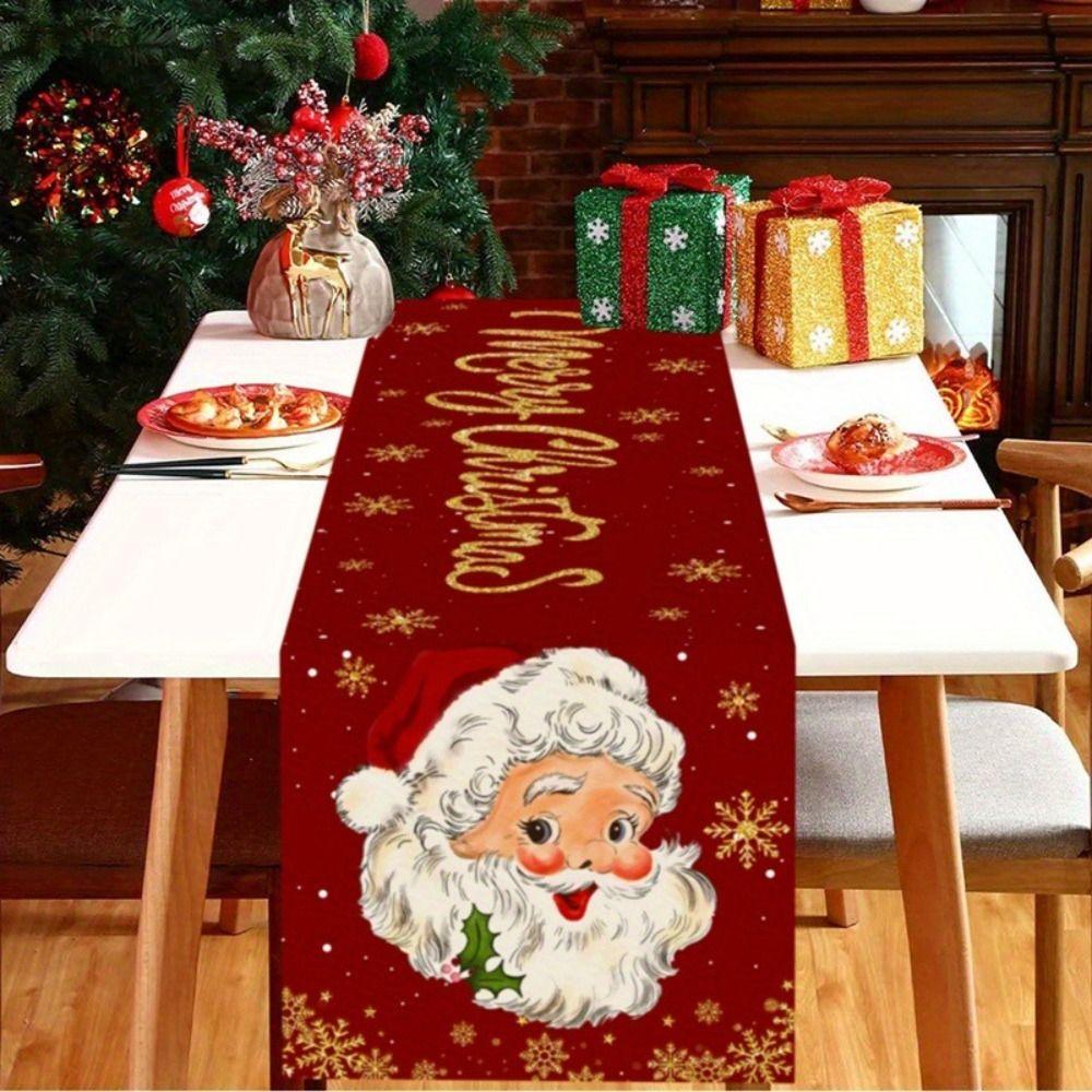 Santa Claus Christmas Table Runner Elk Christmas Tablecloth New Table Decor  Navidad Gift