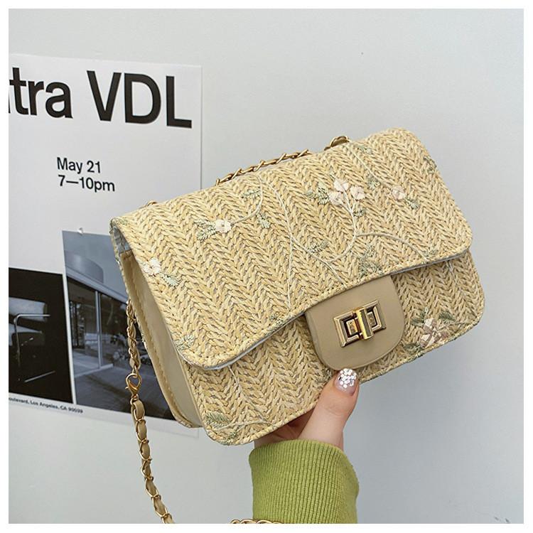 Stylish Woven Chain Small Square Crossbody Bag For Women Versatile Everyday Use хаки