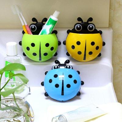 1 pz simpatico cartone animato coccinella ventosa porta spazzolino porta dentifricio portaoggetti organizer per il bagno necessità domestiche