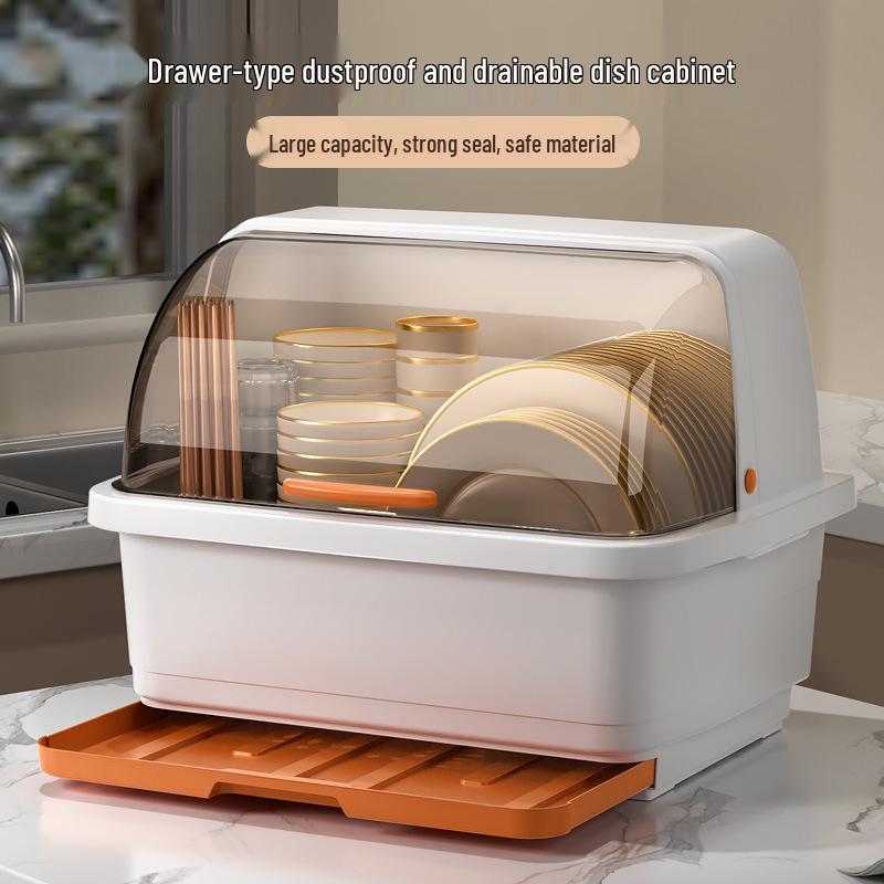 Opbergdoos voor kom en eetstokjes met deksel, Afdruiprek voor borden voor keuken en studentenhuis, Plastic komkast, Afdruipbare komdoos