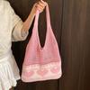 Boho Knitted Tote Bag Handmade Weave Shoulder Bag Fashion Crochet Bag Travel