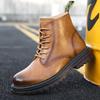 Fashion thick-soled Martin boots men's autumn high-top tooling short boots fleece warm soft-soled boots tide