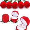 Red Flower Stem Jewelry Box Velvet Engagement Rings Box Fresh Romantic Wedding Ring Holder  Wedding