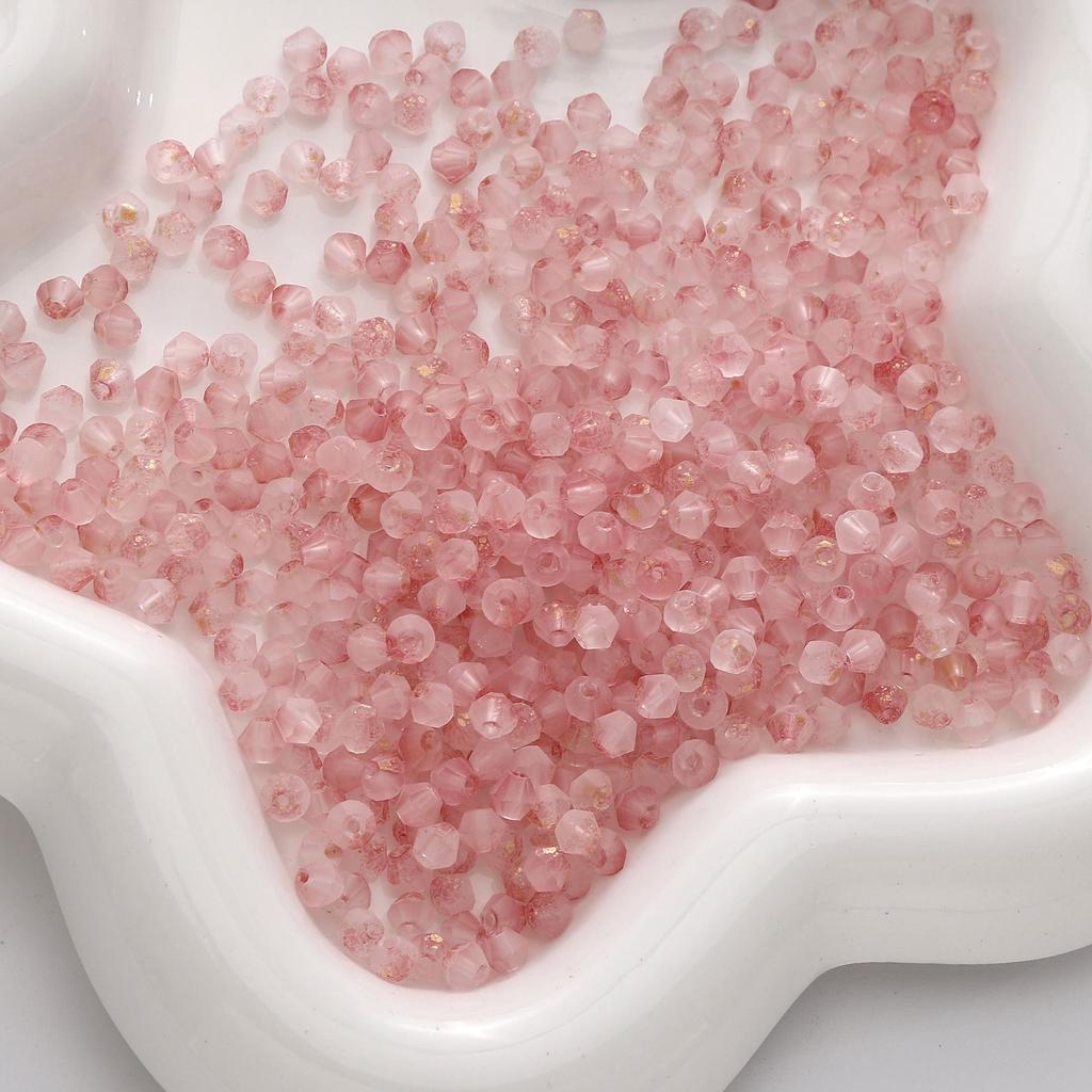 4mm Double Pointed Faceted Frosted Glass Beads DIY Handmade Creative Beading Loose Beads Bracelet Cell Phone Chain Accessories Lovely Colour