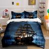 Pirate Ship Night Canvas Art Soft Comfortable Duvet Cover Bedding Set Included 1*Duvet Cover & 2*Pillowcases gift