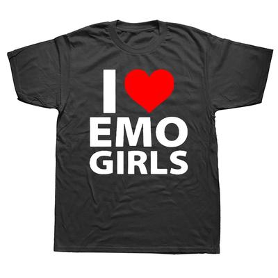Camisetas Unisex Divertidas I Love Emo Girls Estilo Verano Gráfico Algodón Ropa Urbana Manga Corta Regalos de Cumpleaños Camiseta Ropa Unisex