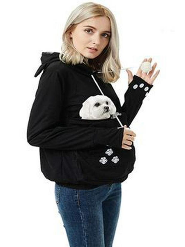Embroidered Large Pocket Hooded Women's Sweatshirt - Autumn Thin Long-Sleeve