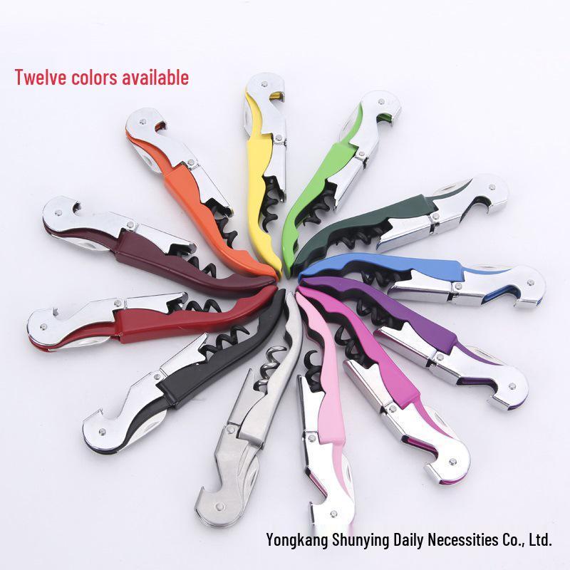 Portable Two-in-One Colorful Corkscrew and Red Wine/Beer Bottle Opener with Custom Logo Option
