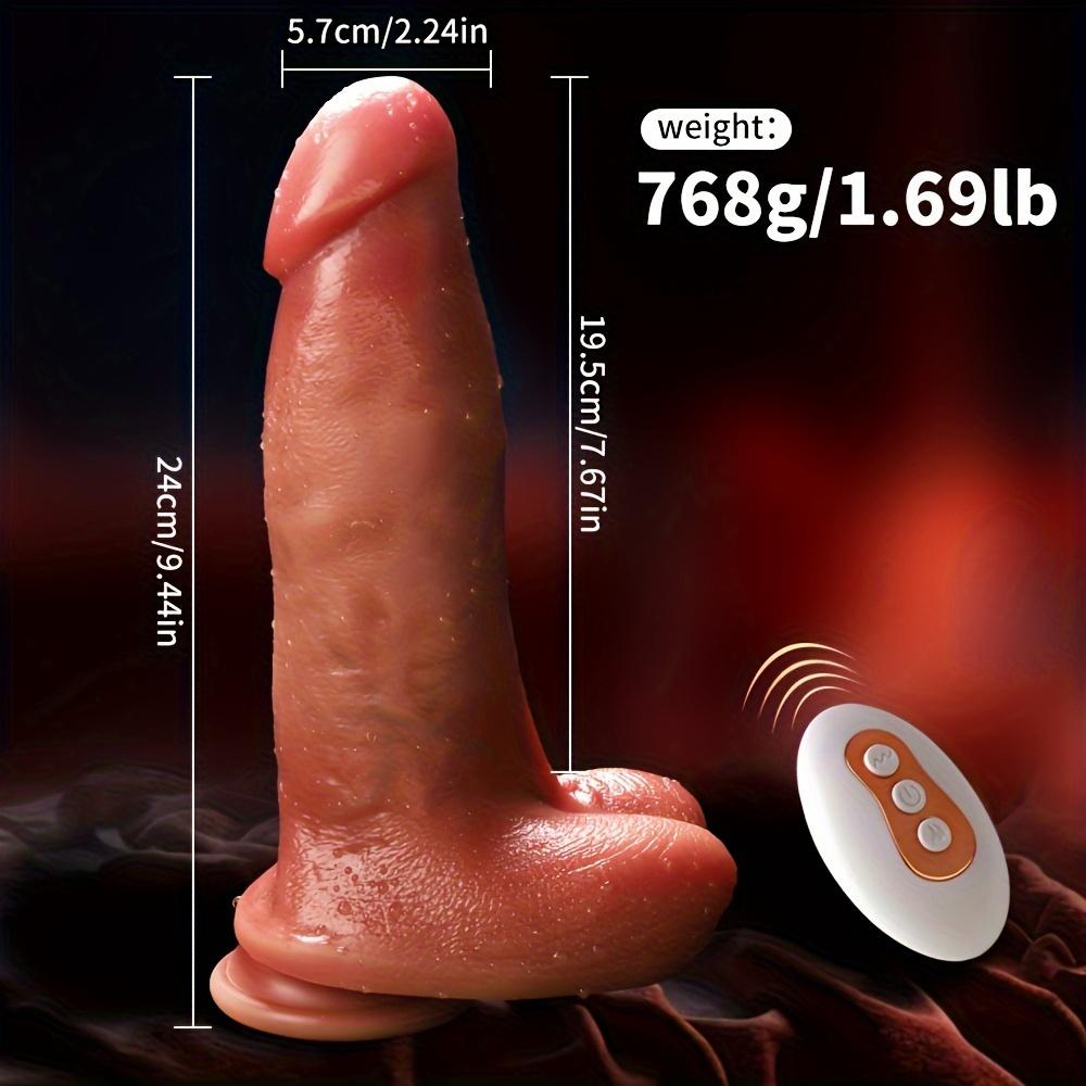 Huge Realistic Silicone Penis Female Masturbator - 4 In 1 Function Heating Vibration Telescopic Rocking Mode For Hands-Free Play And Satisfying Female