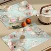 Set of 4 Pink Rose Tea Cup Placemats, Measuring 12X18 Inches, Suitable for Kitchen And Dining Room Decor, Home Decoration, Family Dinner Table