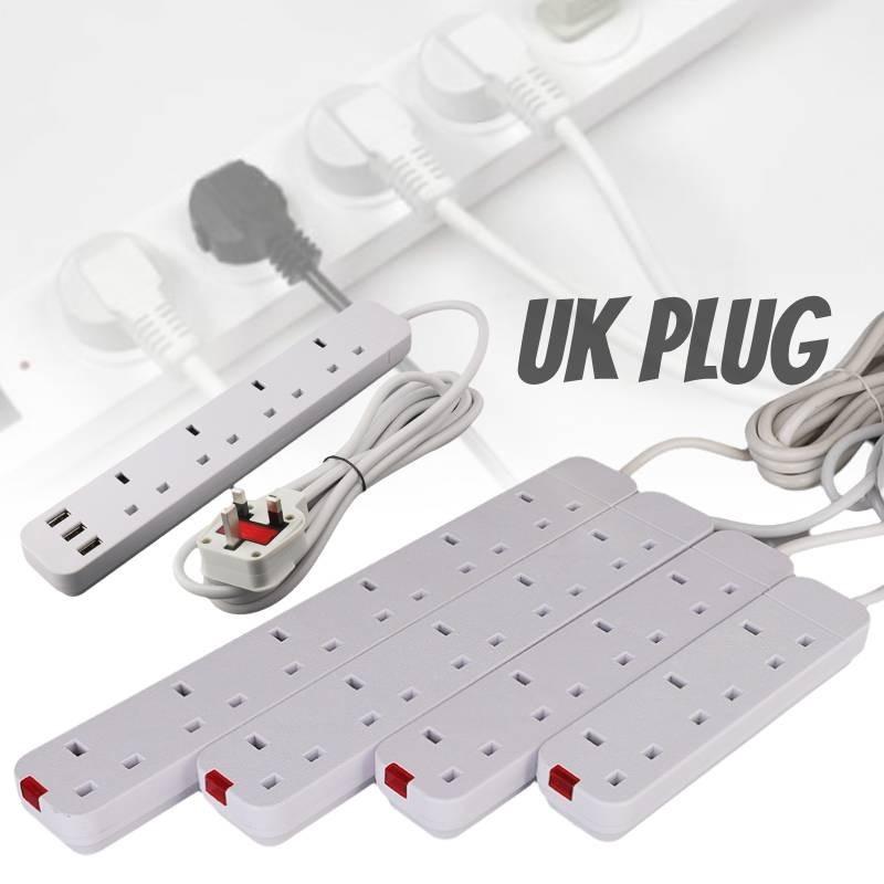 13a British Power Strip With 3 Meter Extension Cord And Multiple Outlets For Enhanced Convenience