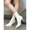 High sense small high heel boots women's season shows high temperament thin heel pointed short boots women's thin boots