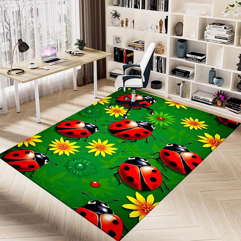1 Stück Marienkäfer Blumen Extra Groß Rutschfester Teppichboden, Büro, Familie, Schlafzimmer, Studio - Großer TeppichJ0331