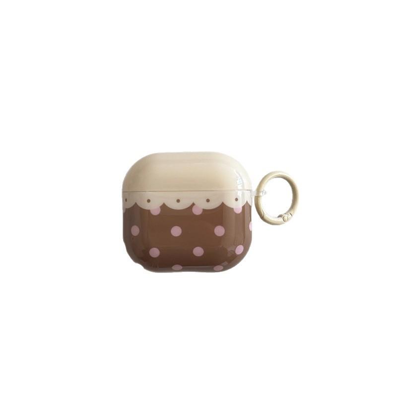 Brown powder polka dot splicing AirpodsPro1 earphone case for Apple 1/1/1/1st generation wireless bluetooth case