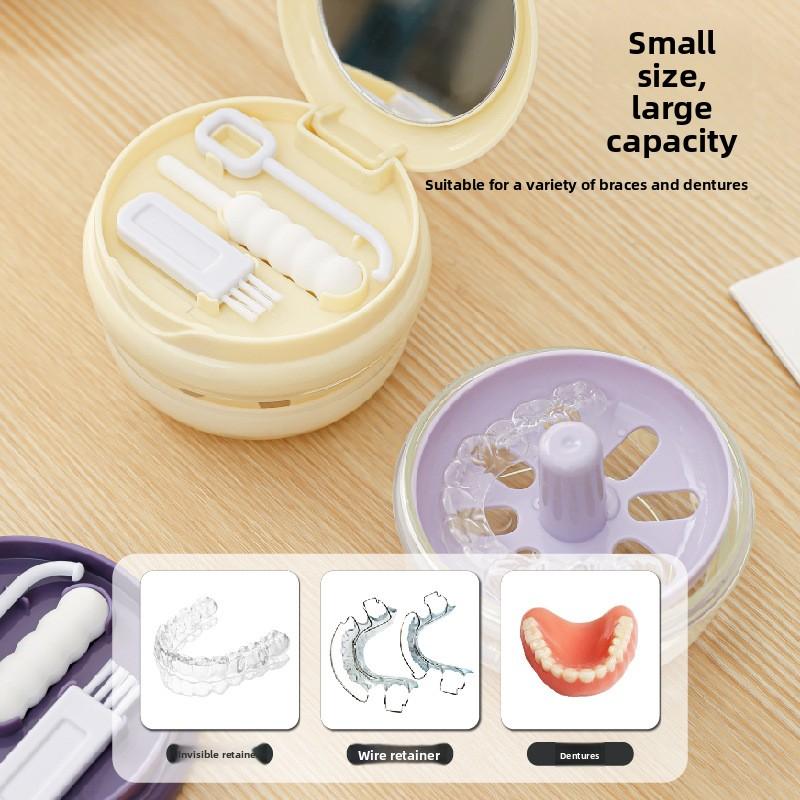 Brace Storage Box, Denture Cleaning Box, Invisible Retainer Drainage Tray, Multi-layered Portable Storage Box, Brace Box