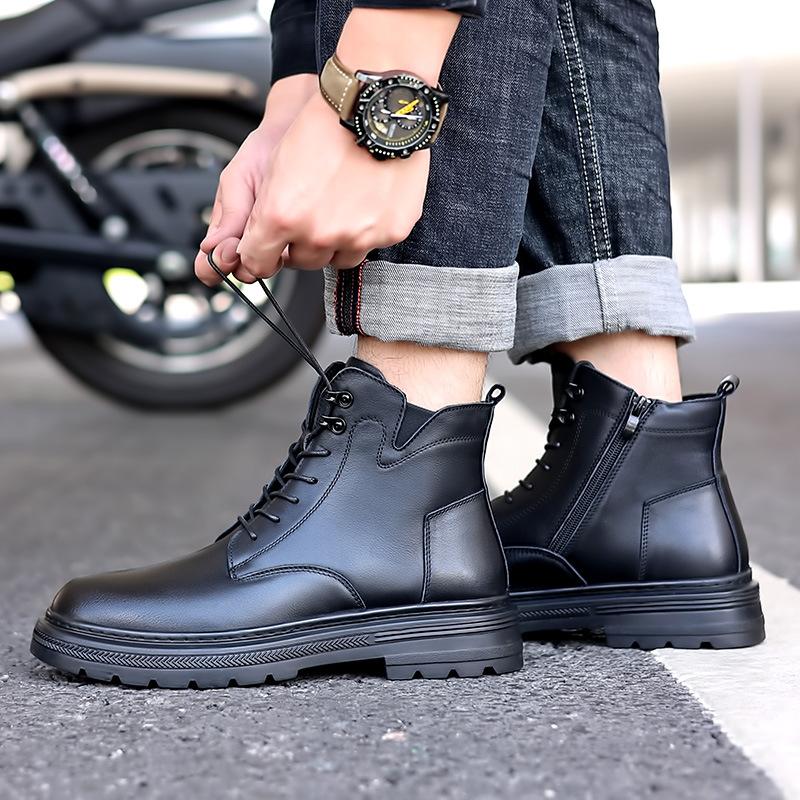 Autumn Men's Martin Boots Men's Leather First Layer Cowhide Casual Men's Boots High Street Trend High Top Leather Boots Men's