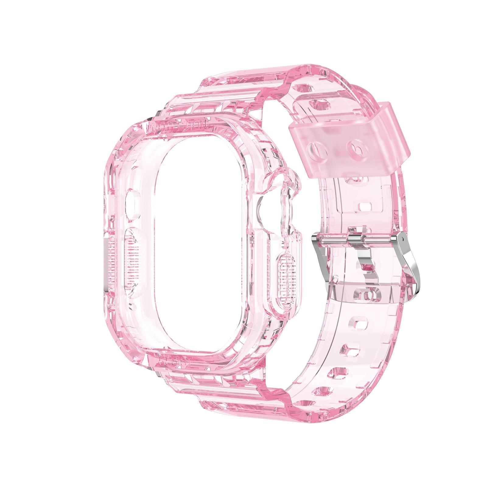 

(SU)Прочный прозрачный корпус из ТПУ для Apple-Watch Ultra, ремешок для часов