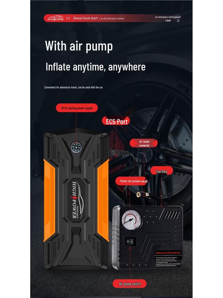 High-Capacity Vehicle Jump Starter - Essential Outdoor Emergency Powerbank