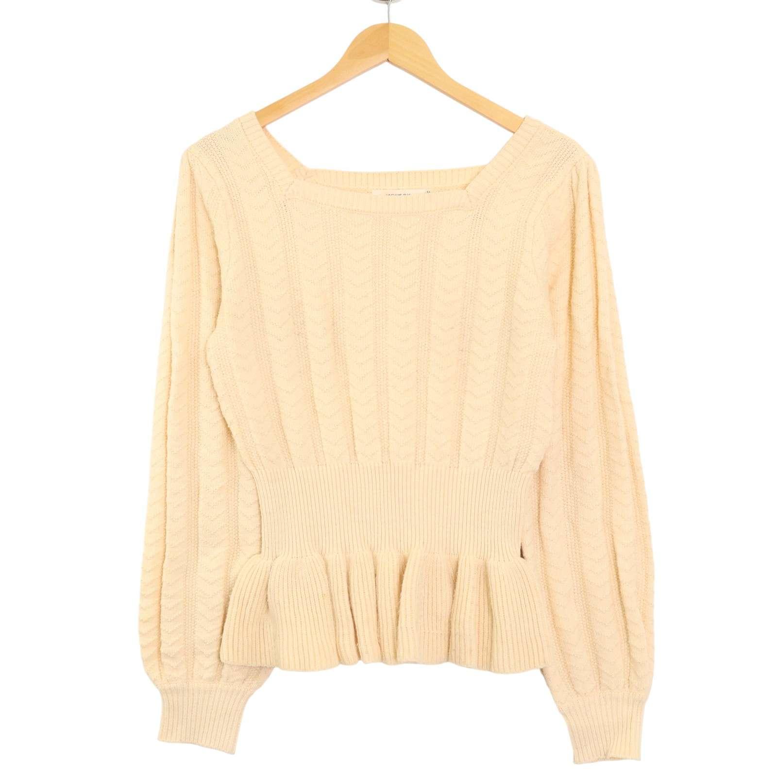 MOUSSY Autumn/Winter Knit Sweater Peplum Knit Sz.Free Women s White