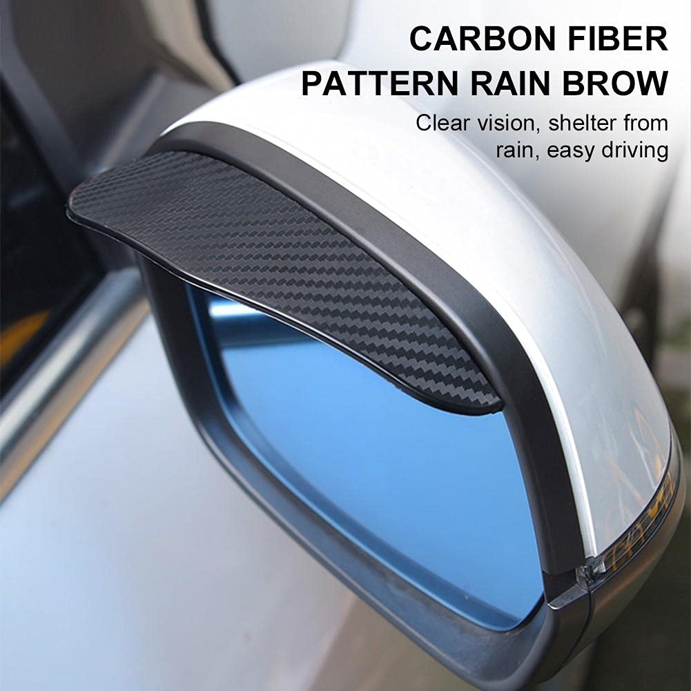 2PCS Carbon Fiber Rearview Mirror Rain Guards - Anti-Glare Sun Visor Cover for Clear Vision, Universal Car Mirror Accessories