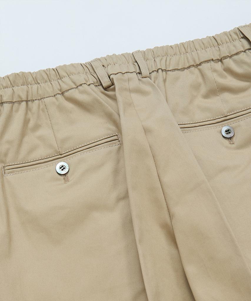 BELLIEF Gabardine Cotton Single Pleat Banding Chino (Beige)