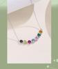 Dopamine Rainbow Moissanite Necklace: Sterling Silver Gold-Plated Clavicle Chain