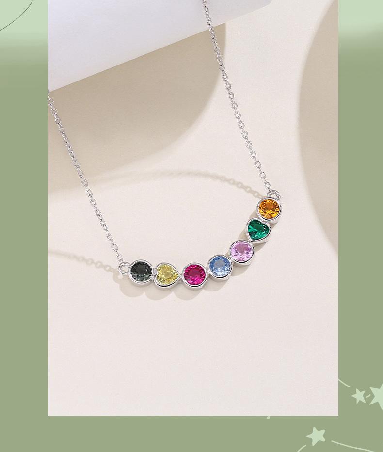 Dopamine Rainbow Moissanite Necklace: Sterling Silver Gold-Plated Clavicle Chain