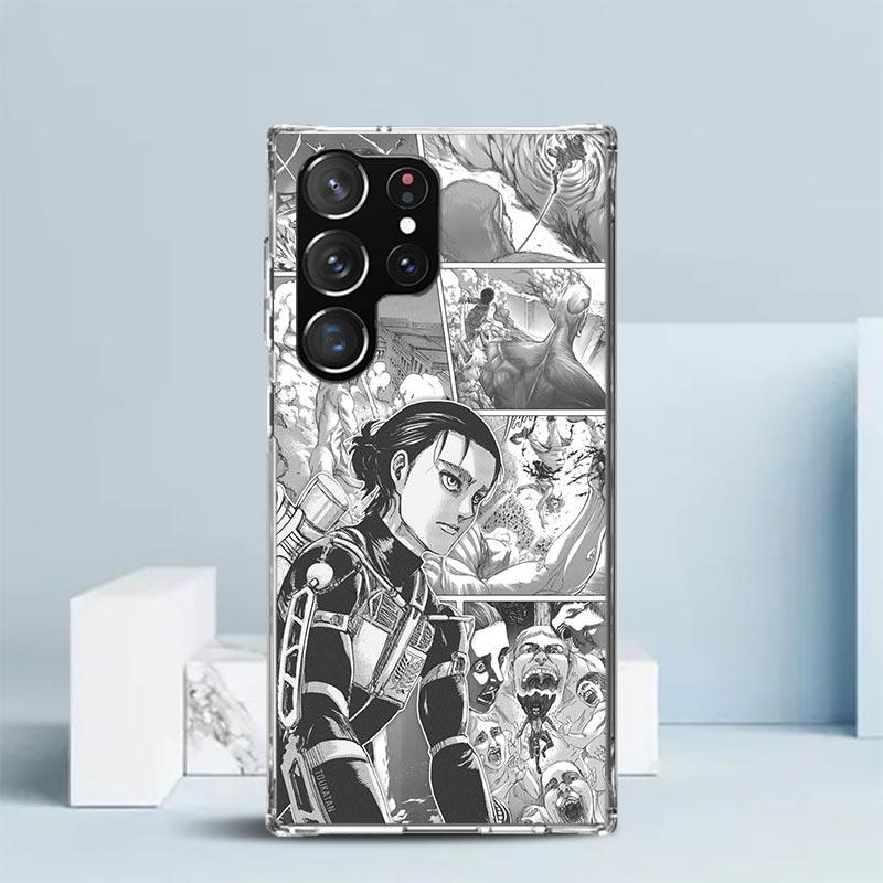 Attack Titan Anime Phone Case For Samsung Galaxy S24 S25 Edge S26 Ultra S22 S23 Plus S21 + S20 FE Soft TPU Back Cover Galaxy S22
