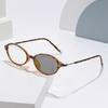 Fashionable Oval-Frame Photochromic Myopia Glasses High Definition Eye Protection Anti-Blue Light Eyewear Diopter 0 To -4.0