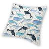Whales Orcas & Narwhals Square Pillowcase Polyester Linen Velvet Creative Zip Decorative Pillow Case Room Cushion Cover